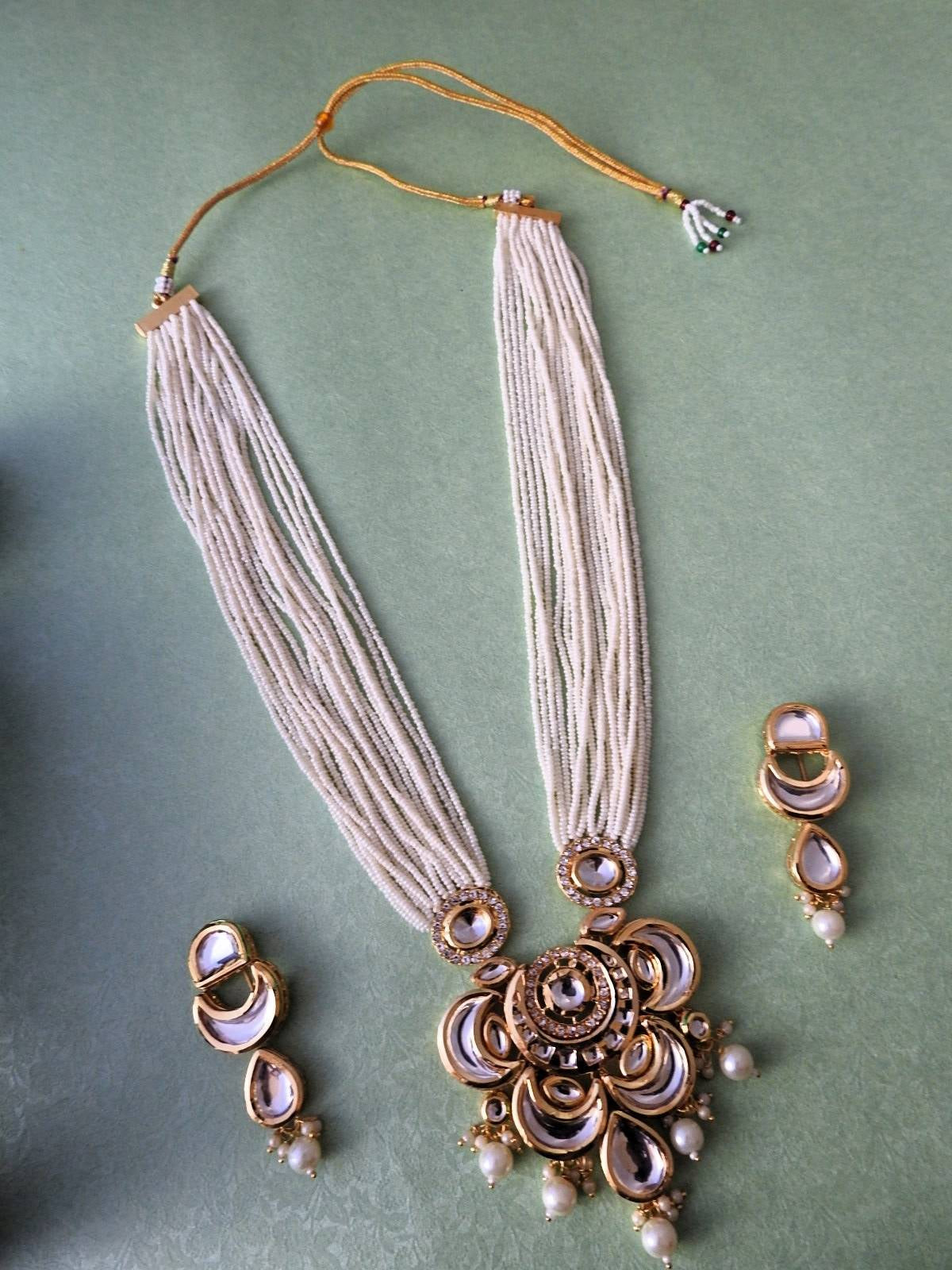 Noorika Layered Kundan Necklace Set with Pearl Drops