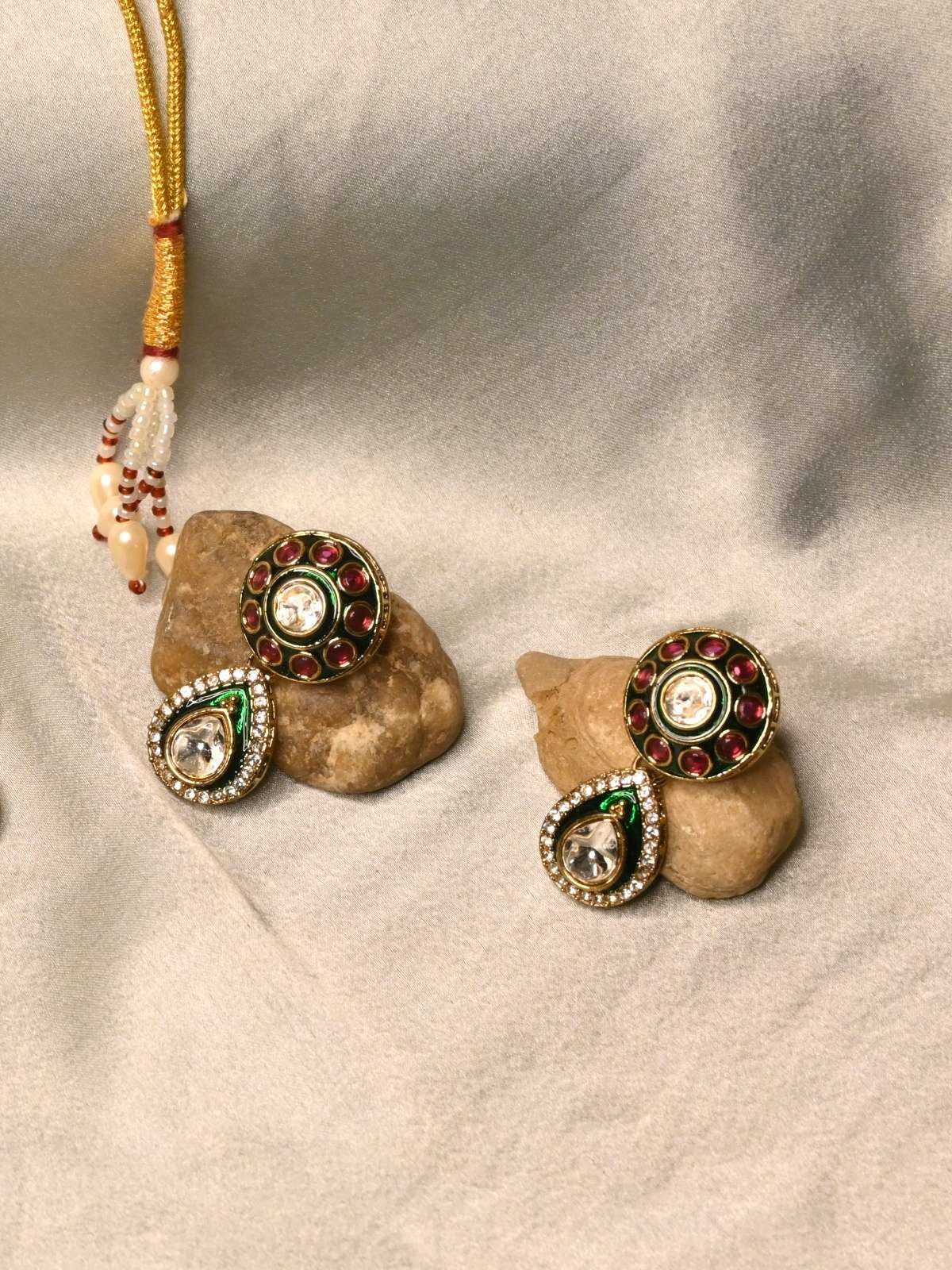 Emerald Ruby Drop Necklace Set