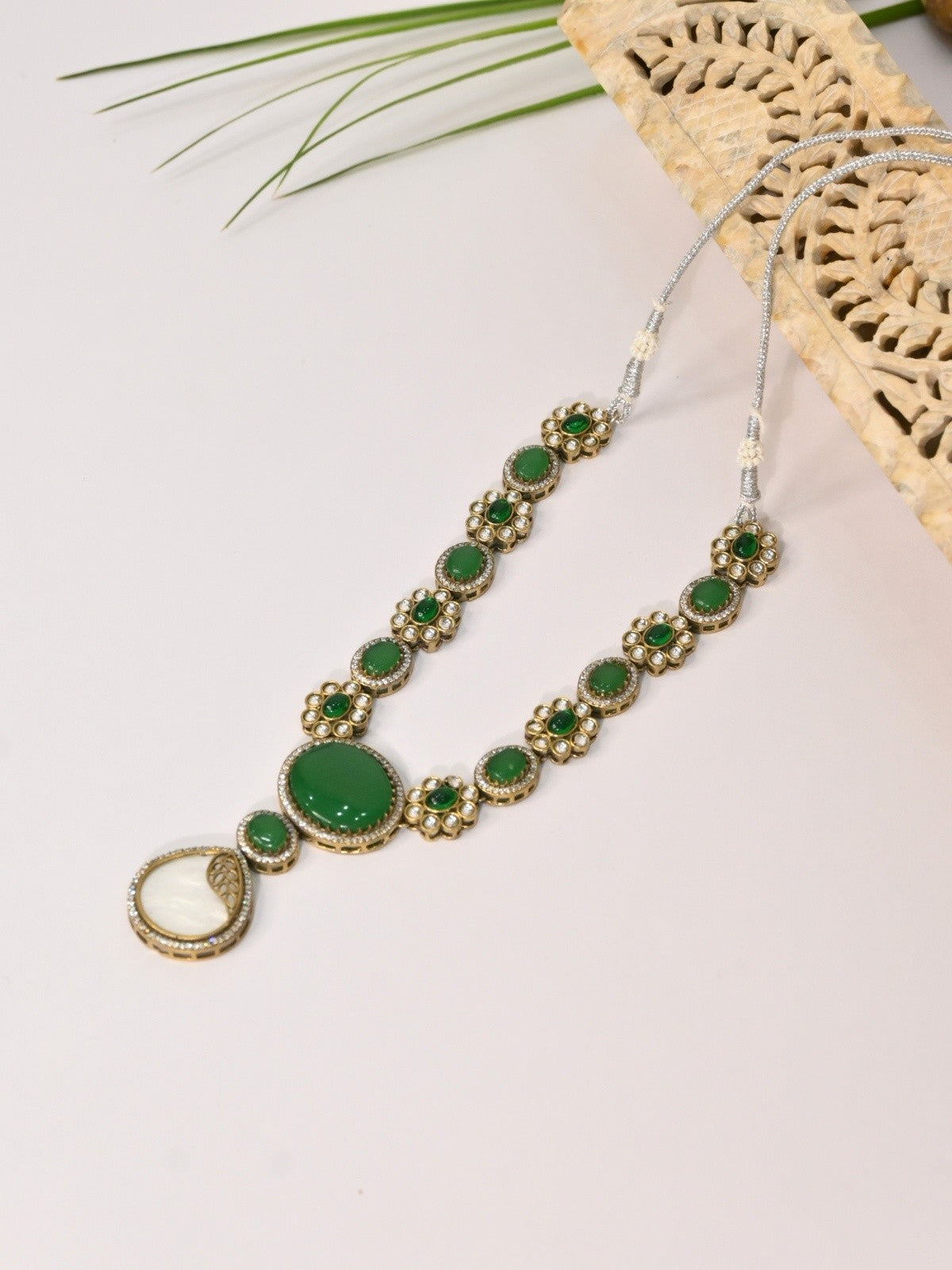 Regal Green Drop Necklace Set