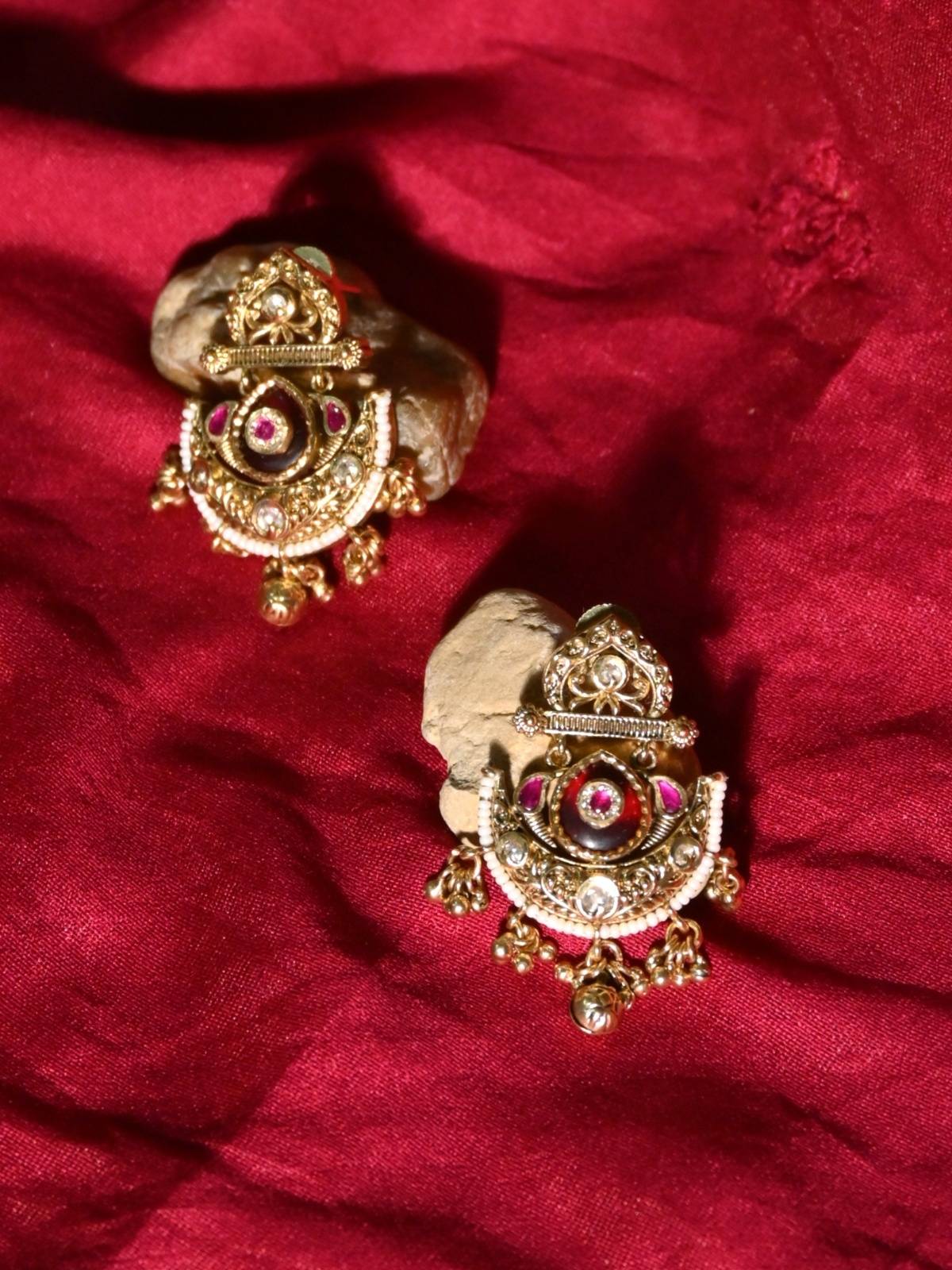 Viraasat Gold-Finish Drop Earrings