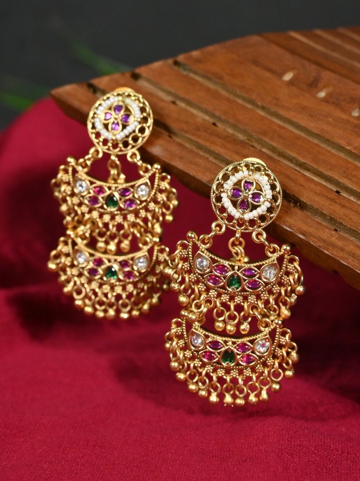 Aarohi Gold-Finish Earrings