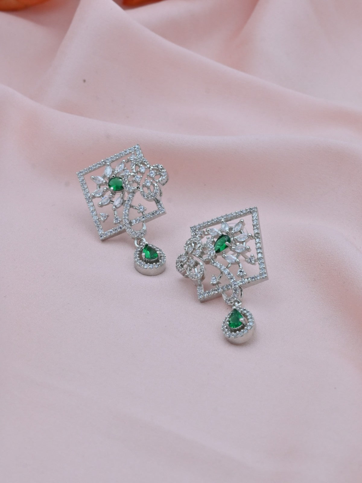 Floral Garden American Diamond Pendant Set