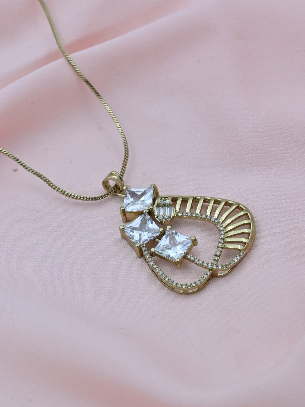 Radiant Trio American Diamond Pendant Set