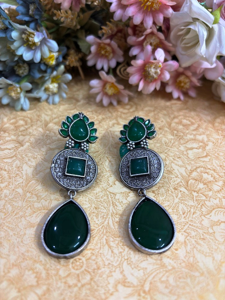 Timeless Elegance Oxidised Drop Earrings