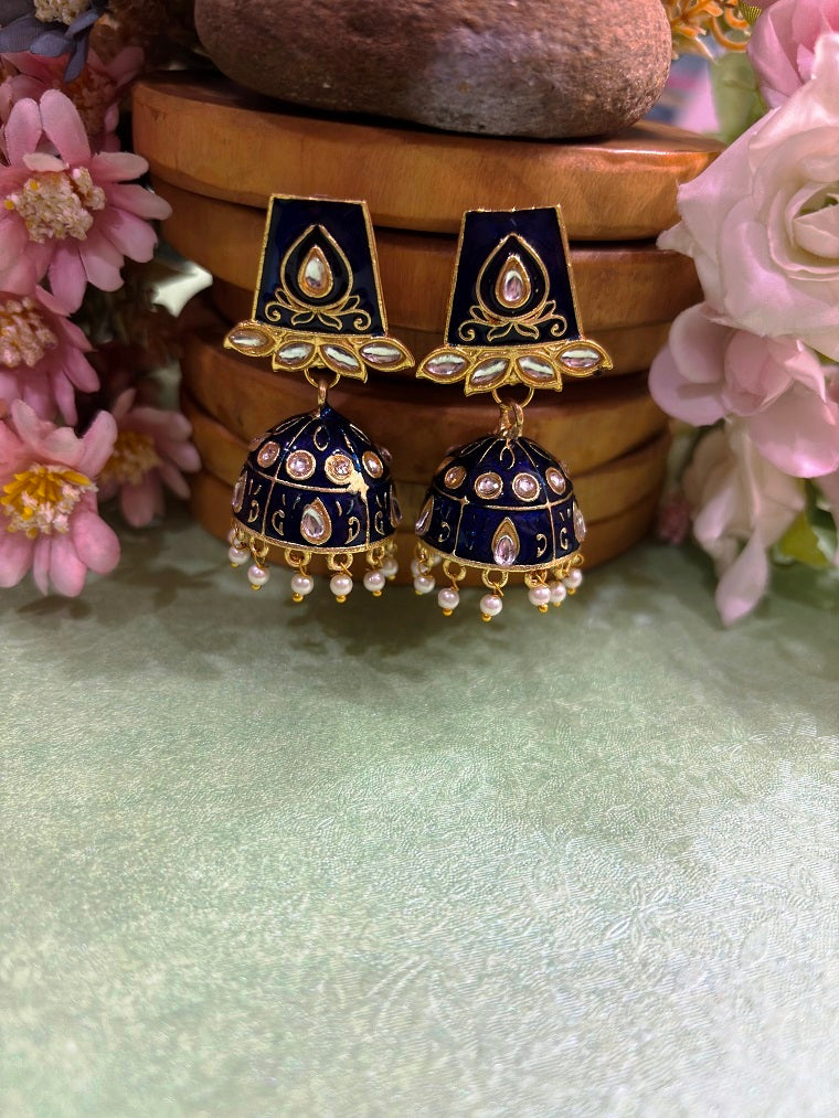 Royal Blue Jhumka Earrings