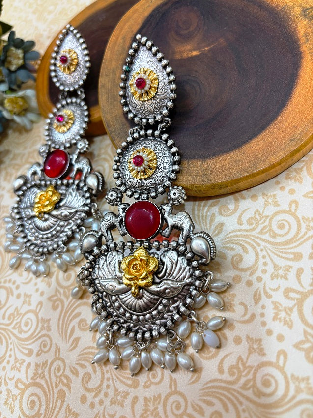 Regal Rose Crescent Earrings