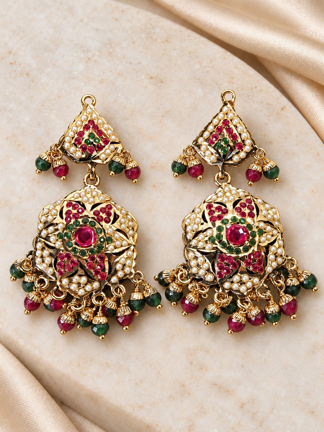 Regal Floral Jadau Piroyi Haar Set