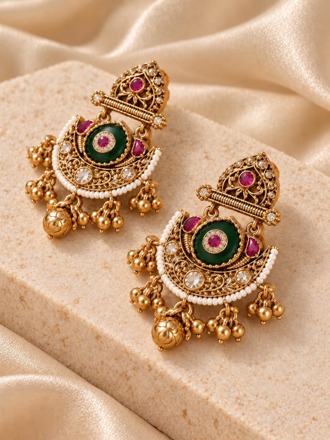 Viraasat Gold-Finish Drop Earrings