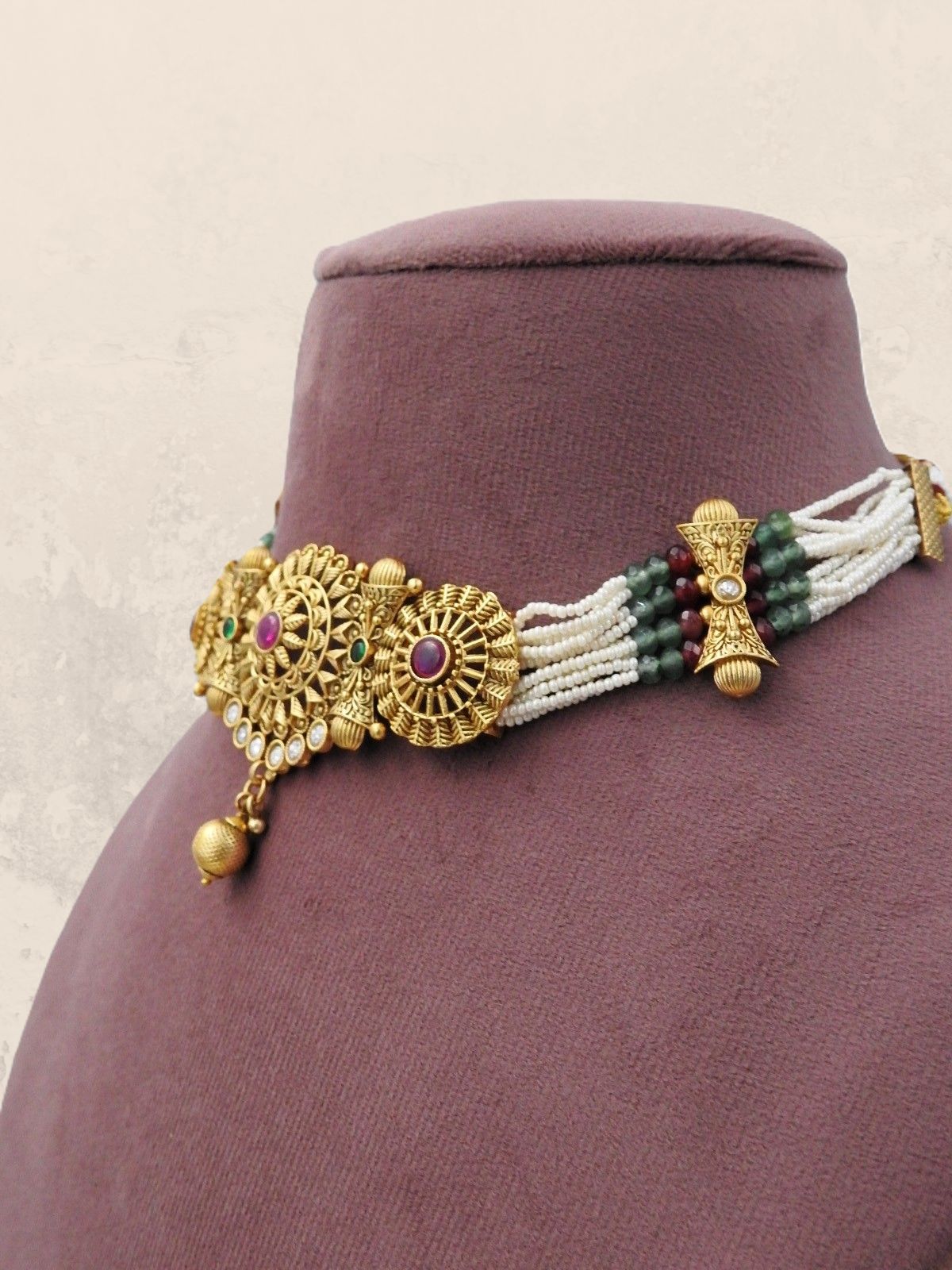 Pearl Drop Choker Necklace Set