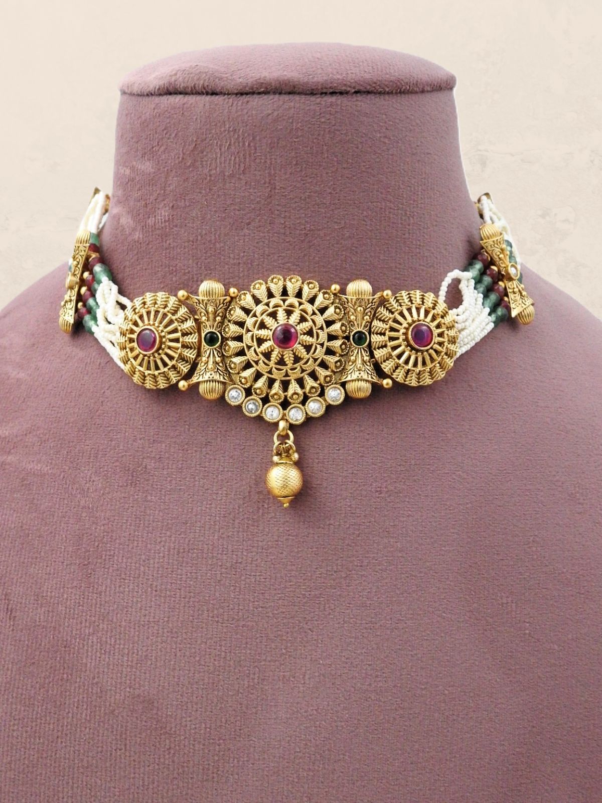 Pearl Drop Choker Necklace Set