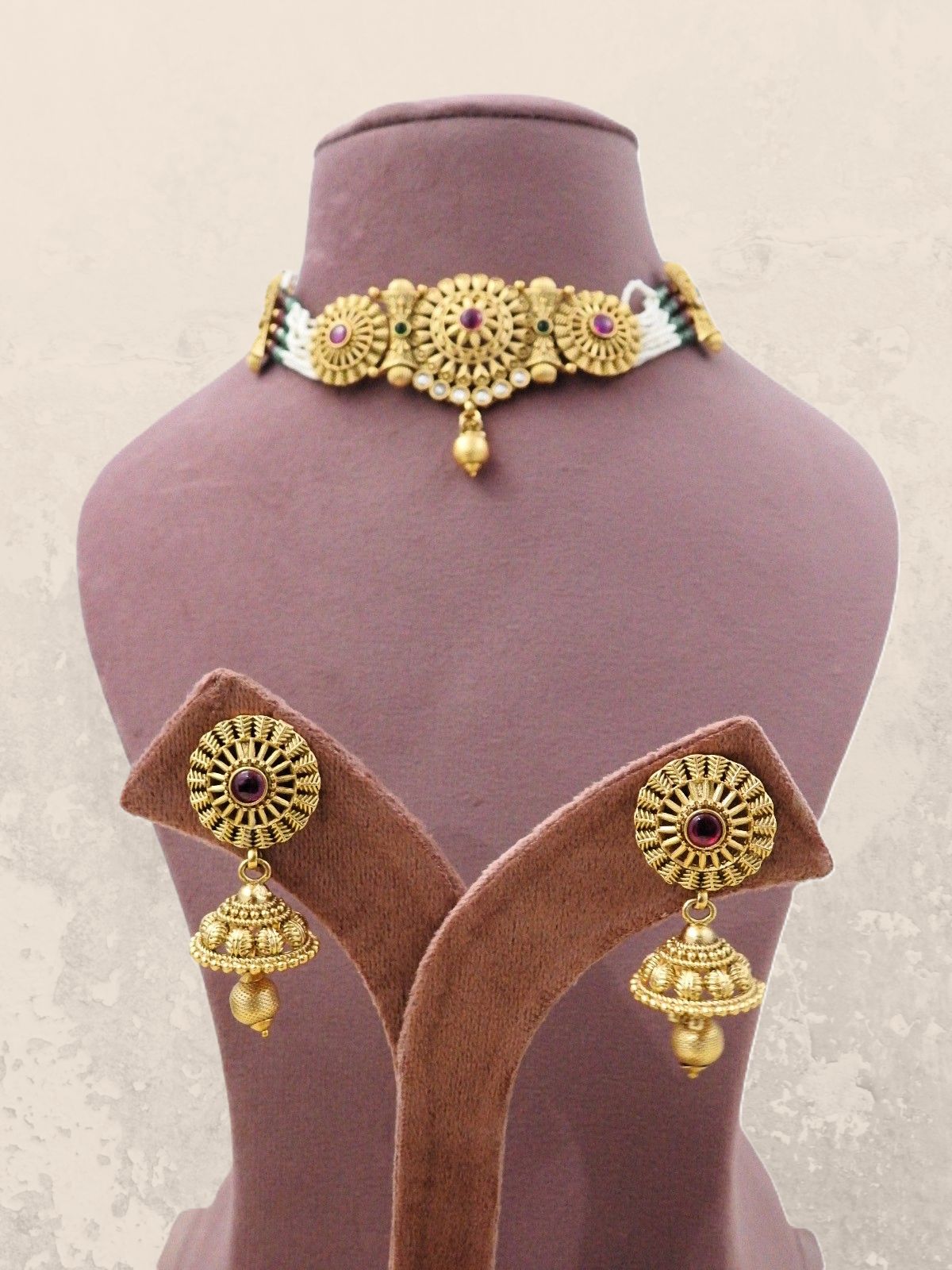 Pearl Drop Choker Necklace Set