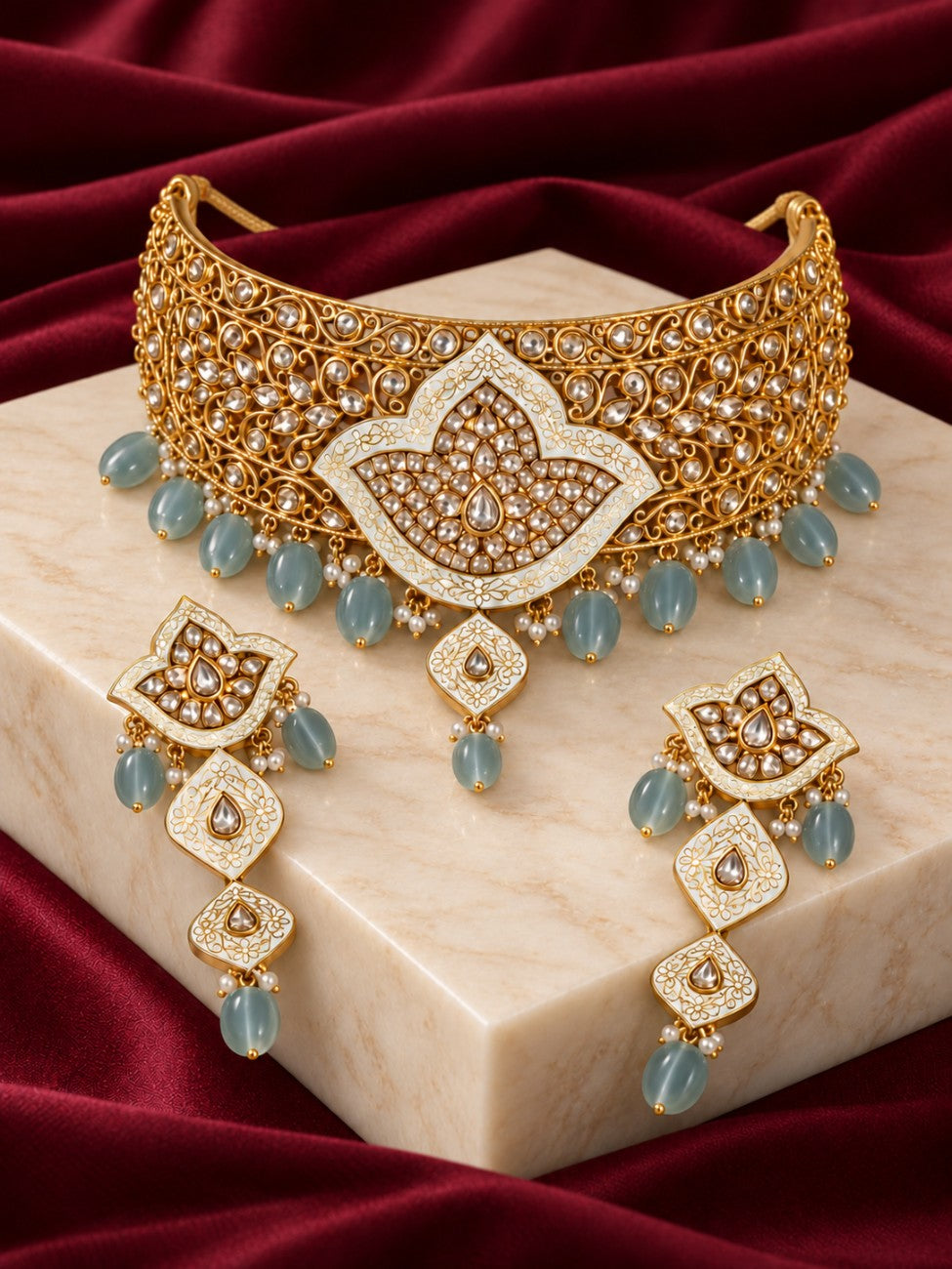 Ivora Grace Gold-Finish Choker Set