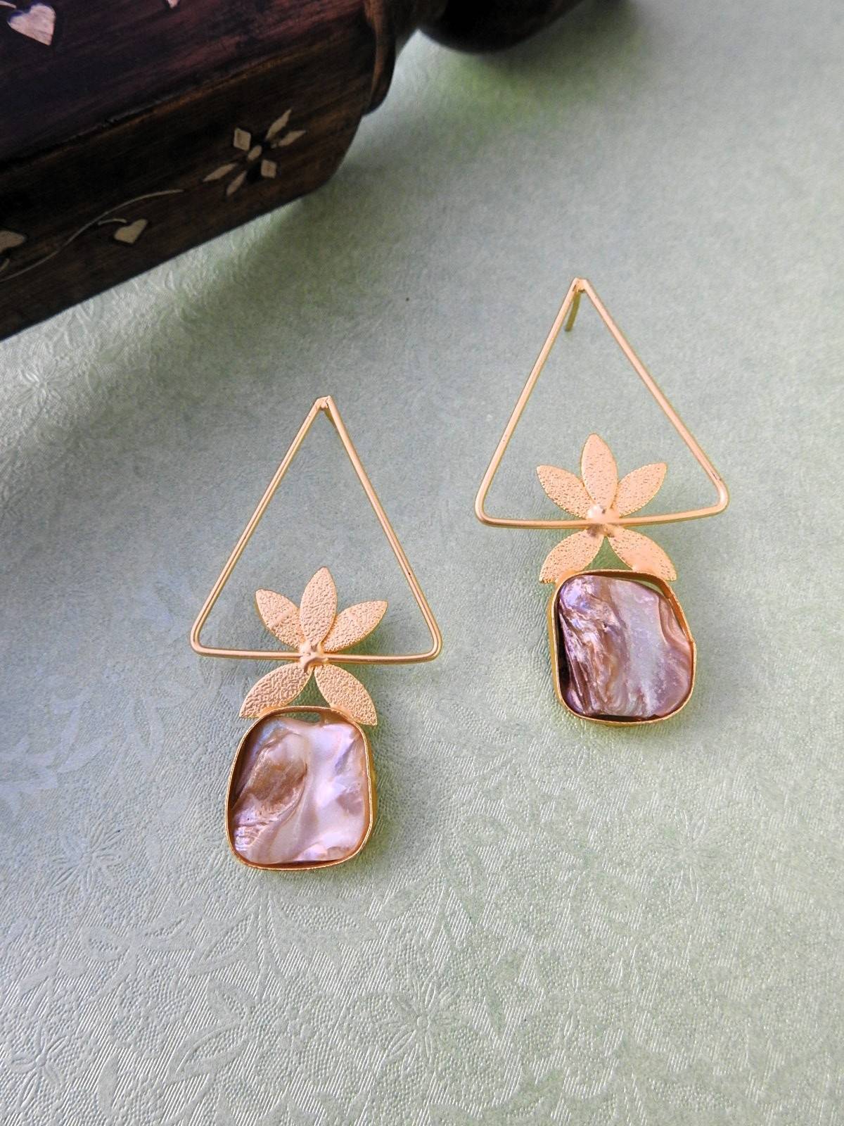 Geometric Bloom Mother of Pearl Statement Earrings