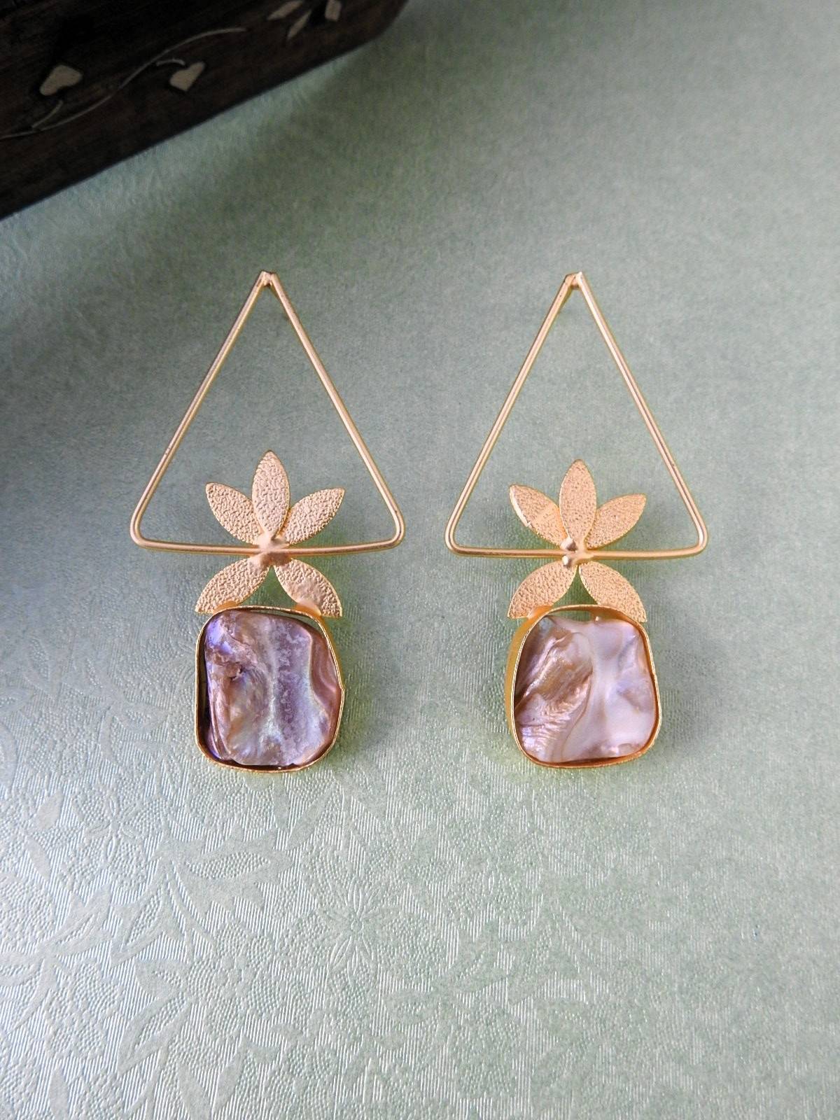 Geometric Bloom Mother of Pearl Statement Earrings