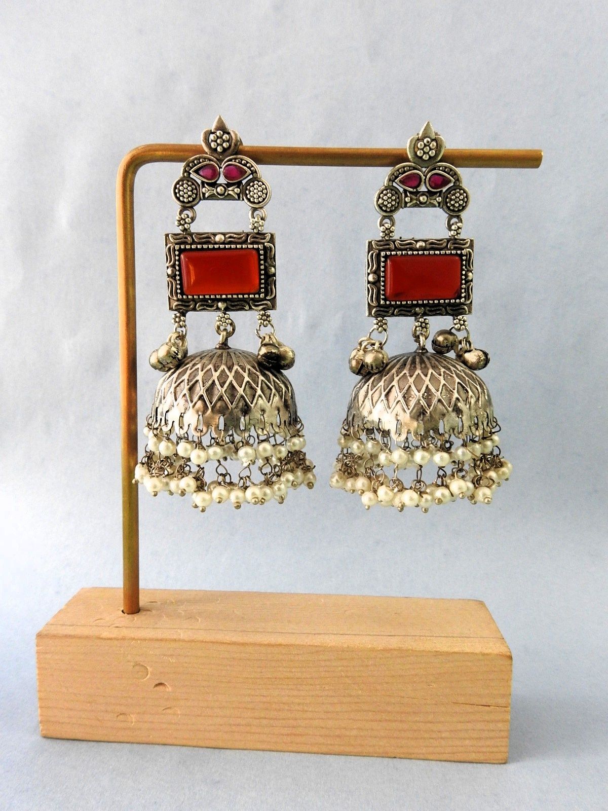 Regal Charm Oxidised Jhumka Earrings