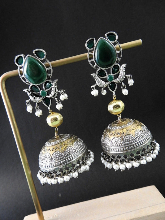 Royal Dome Jhumka Earrings with Pearl Detailing