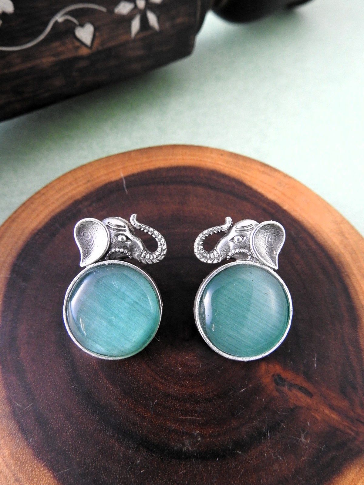 Elephant Motif Stud Earrings