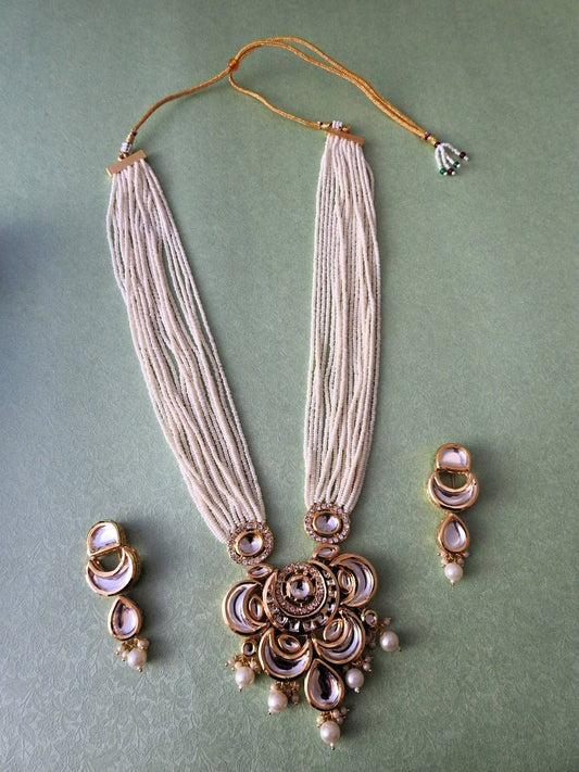 Noorika Layered Kundan Necklace Set with Pearl Drops