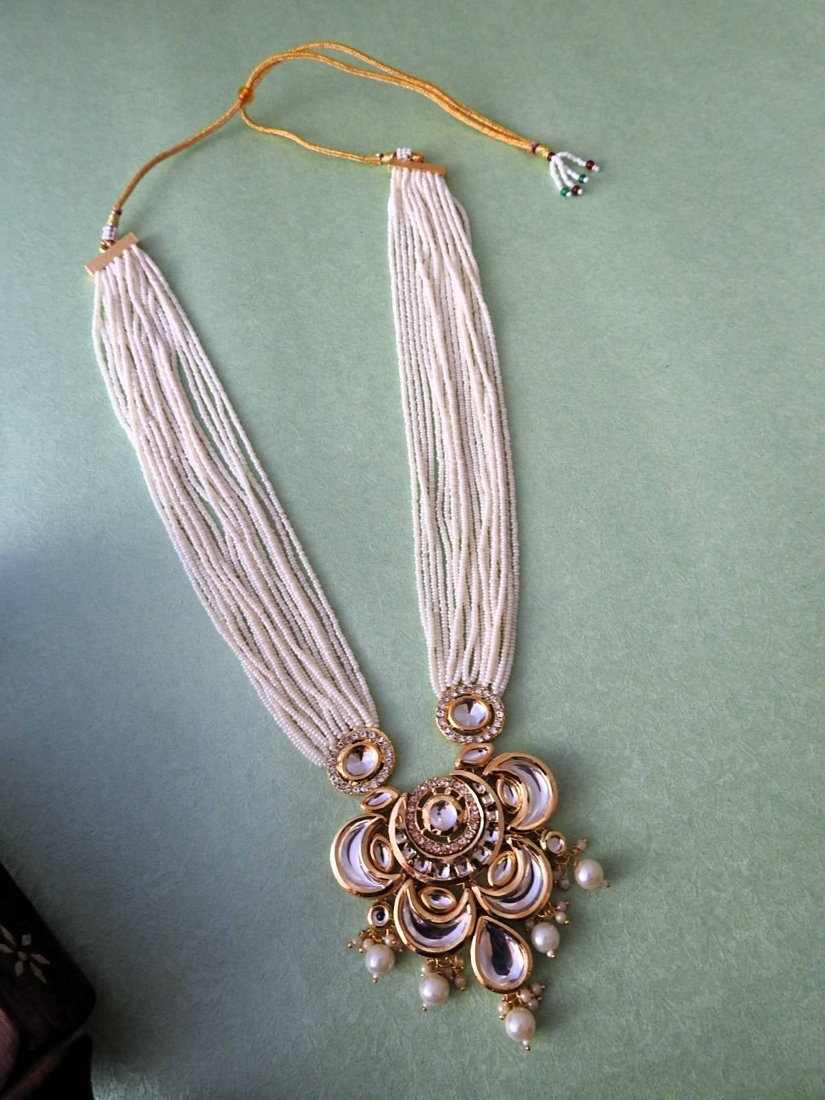 Noorika Layered Kundan Necklace Set with Pearl Drops