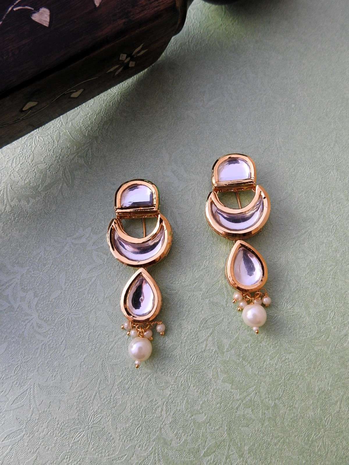 Noorika Layered Kundan Necklace Set with Pearl Drops