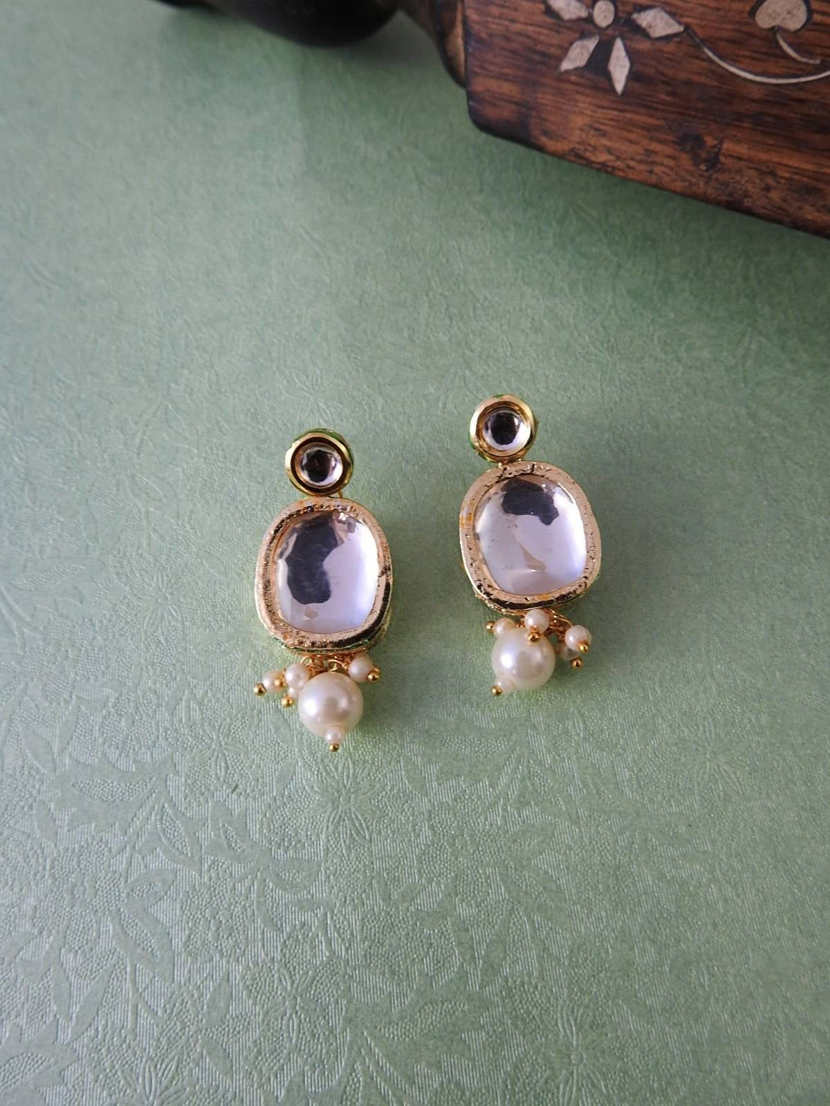 Aavya Layered Kundan Necklace Set with Pearl Drops