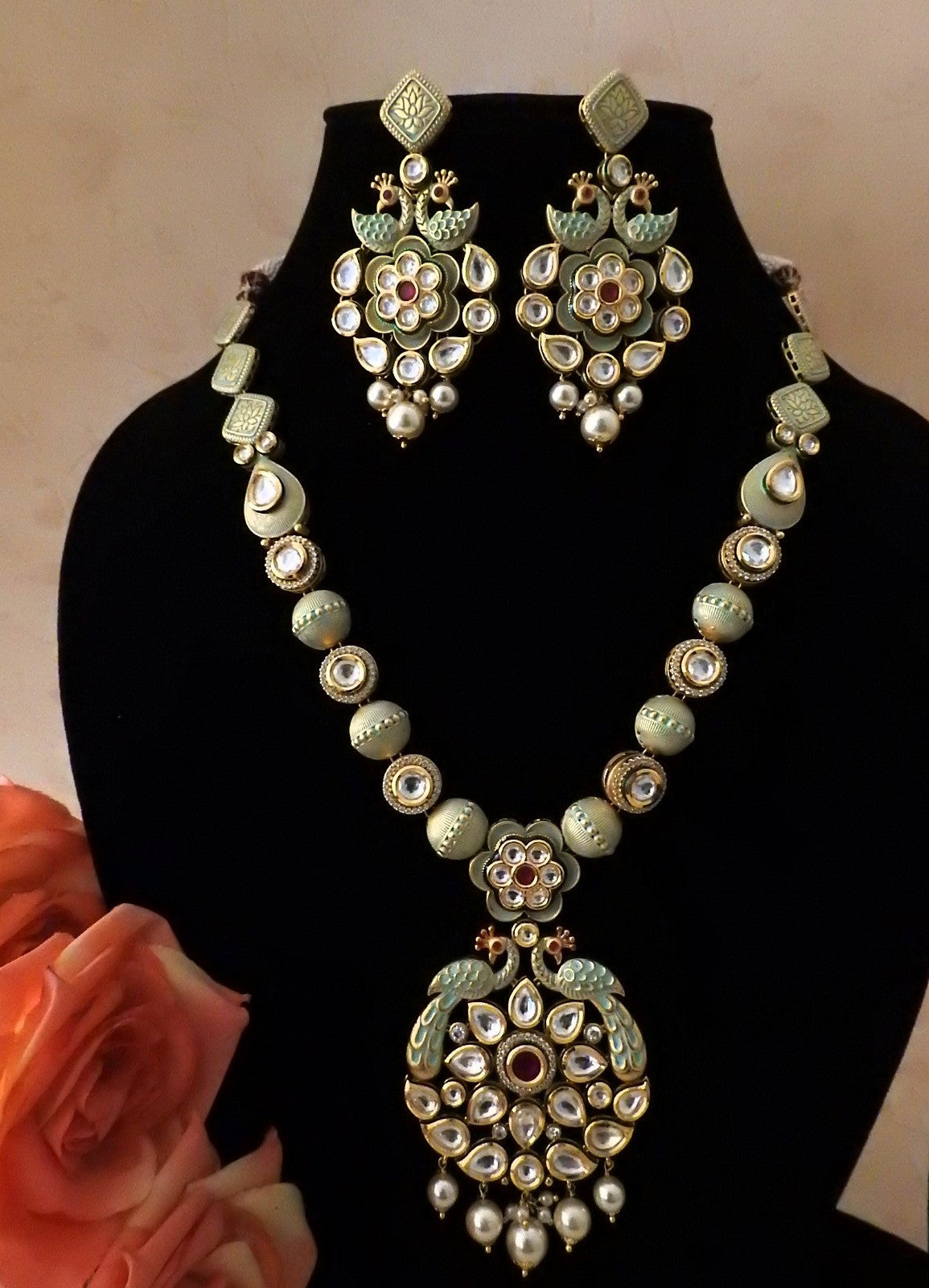 Ethereal Peacock Statement Necklace Set