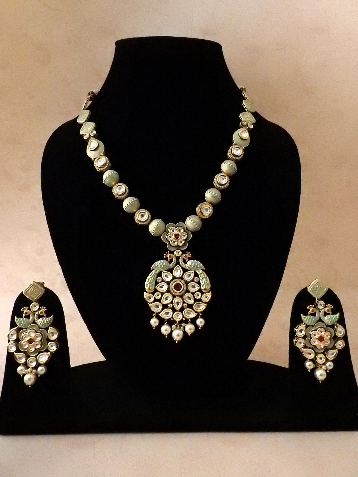 Ethereal Peacock Statement Necklace Set