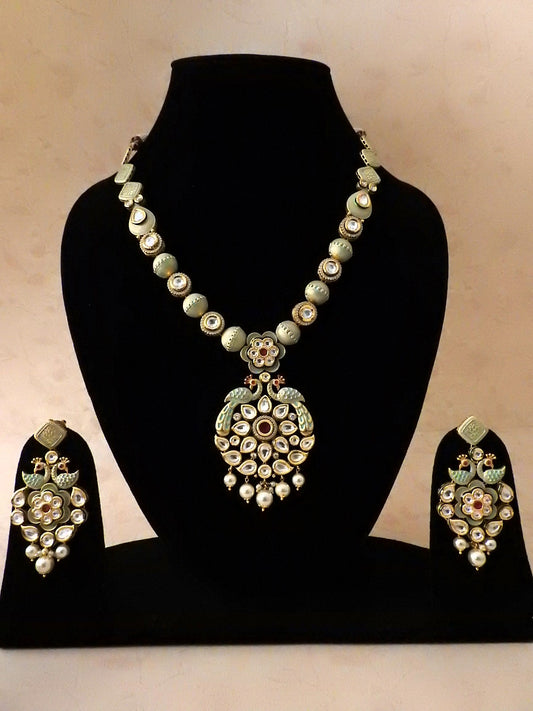 Ethereal Peacock Statement Necklace Set