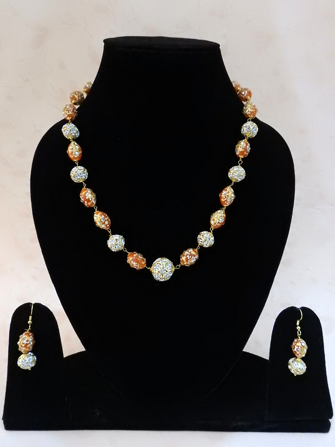 Regal Beaded Statement Necklace Set with Matching Earrings