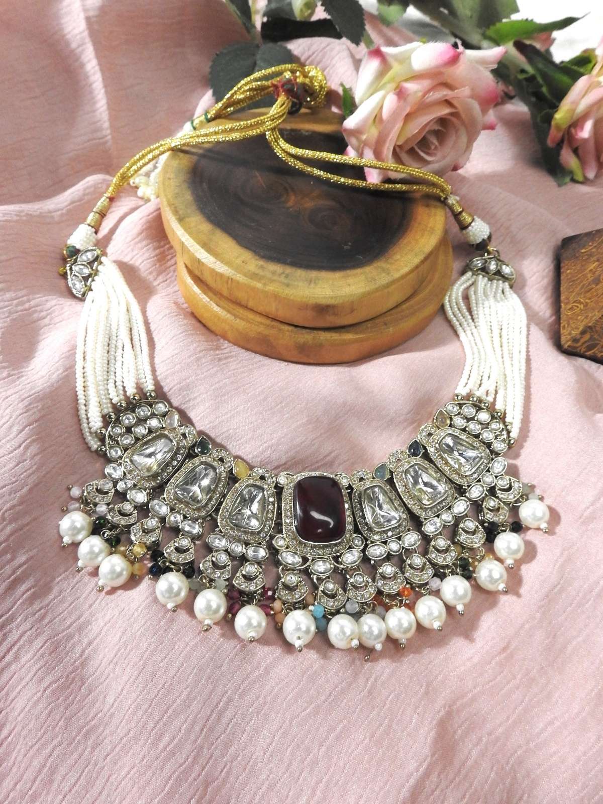 Crimson Empress Pearl Necklace Set
