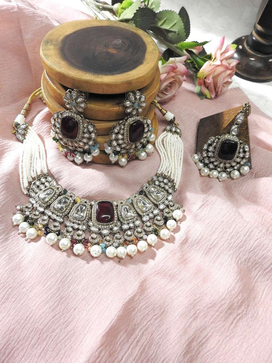 Crimson Empress Pearl Necklace Set