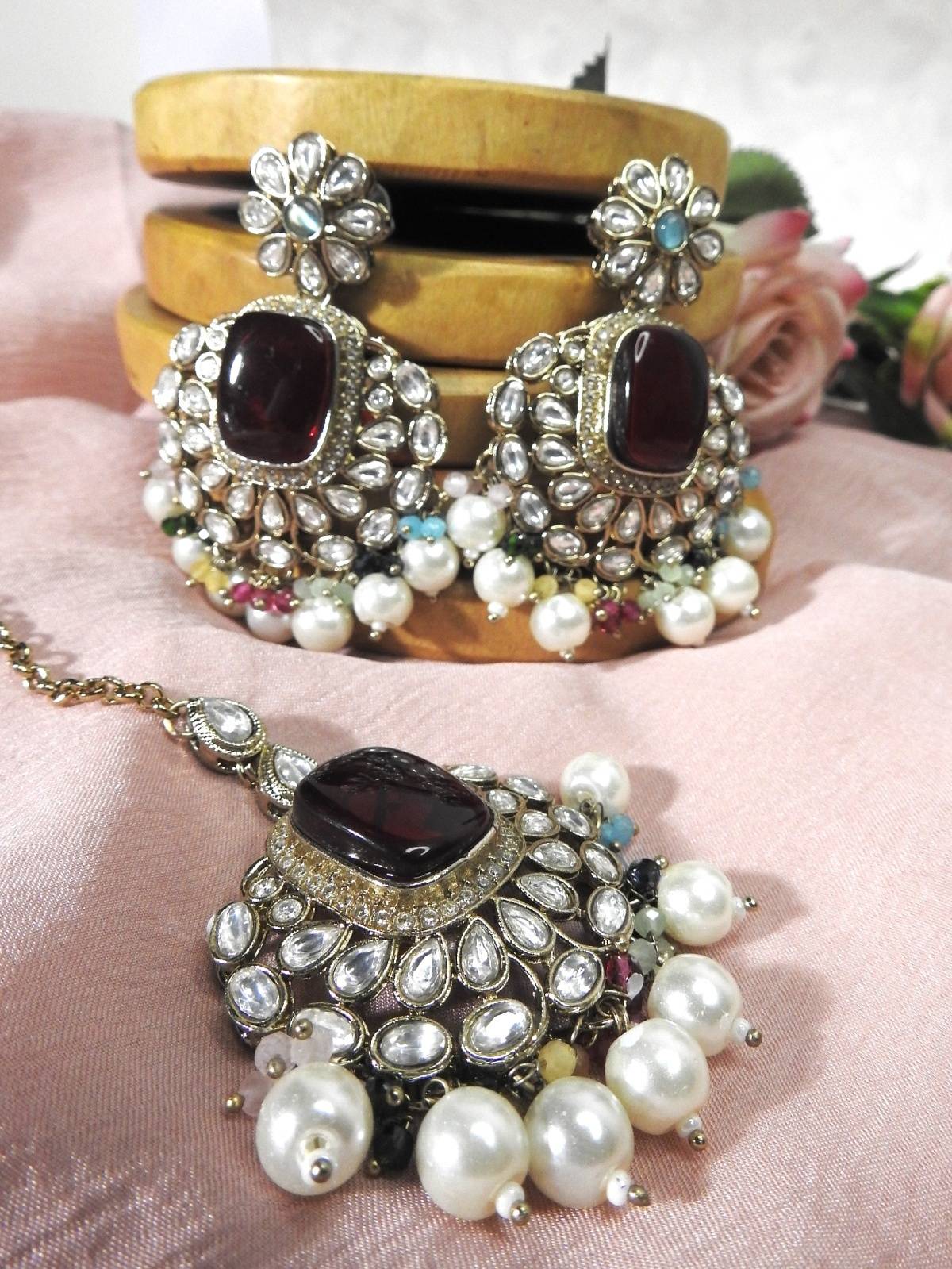 Crimson Empress Pearl Necklace Set