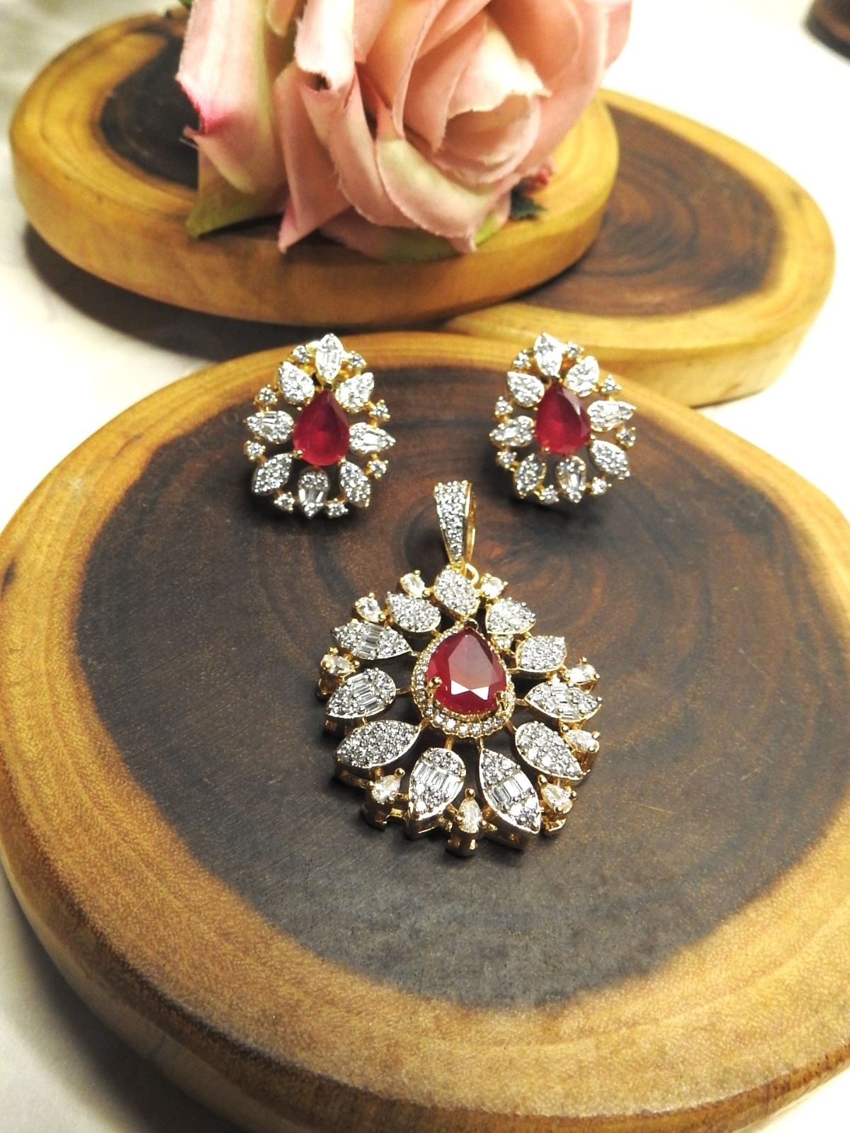 Ruby Radiance Pendant Set