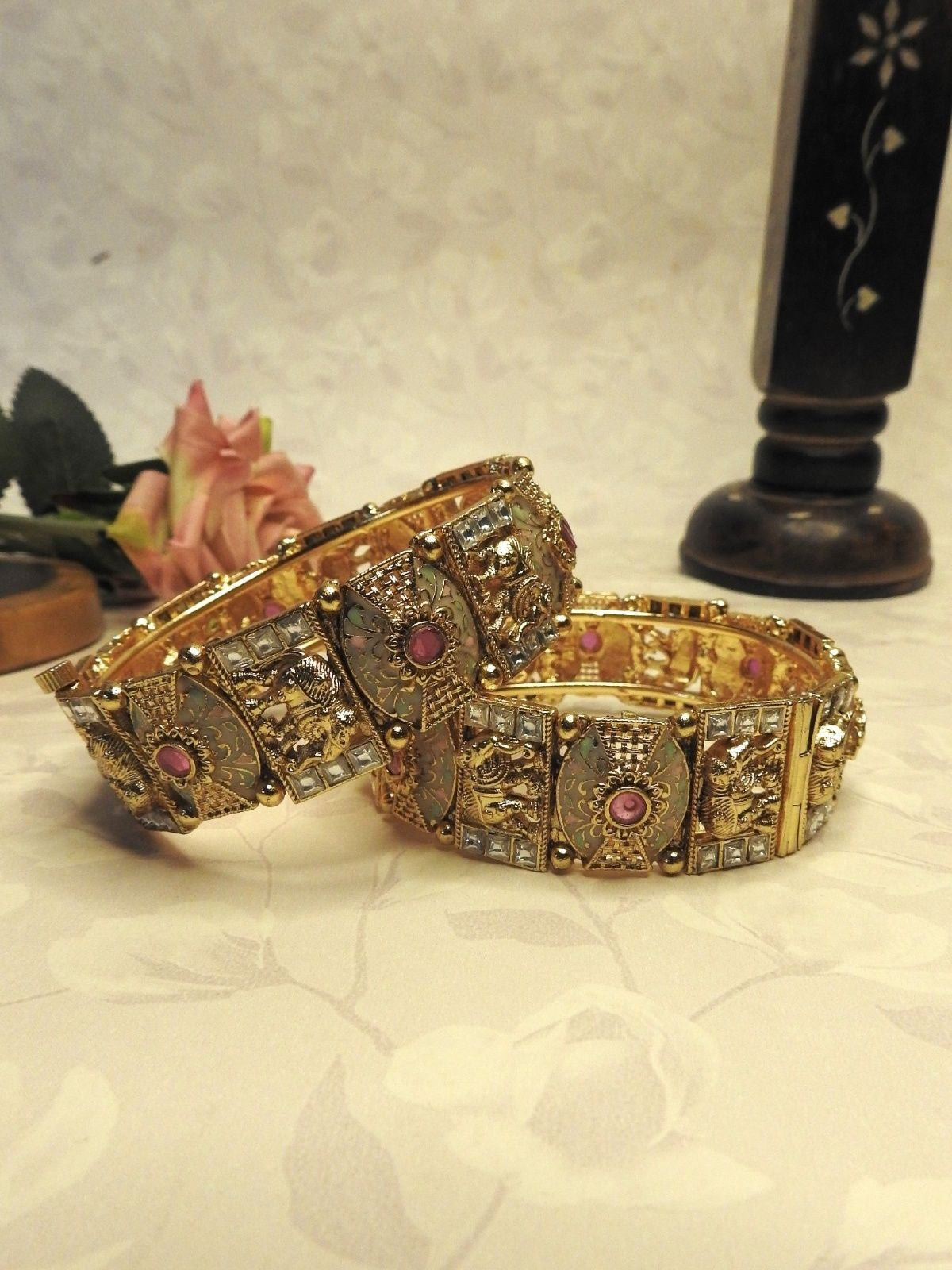 Majestic Elephant Grace Gold Bangle Set