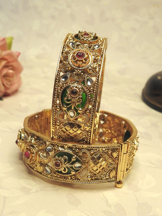 Regal Blossom Gold Bangle Set
