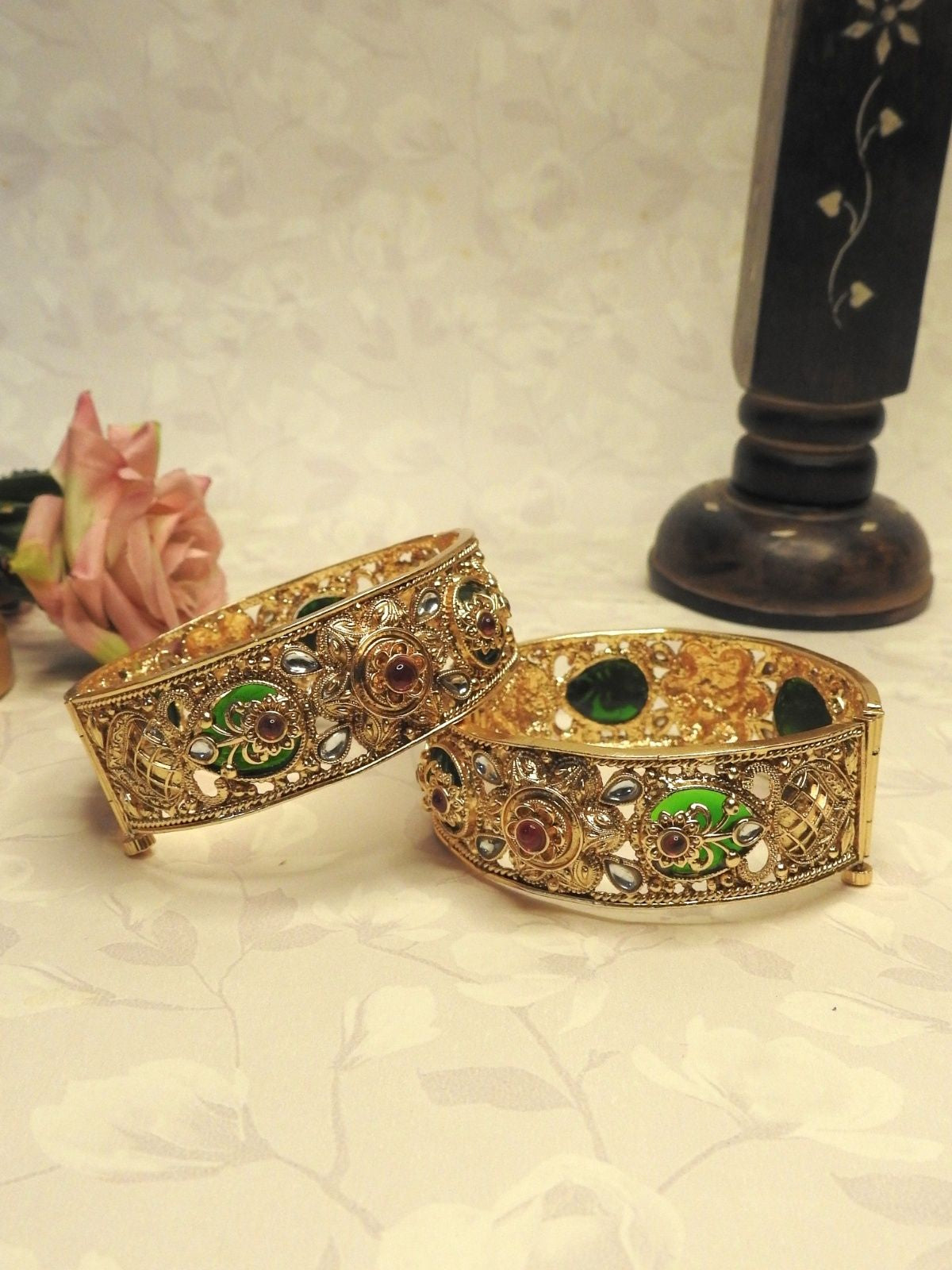 Regal Blossom Gold Bangle Set