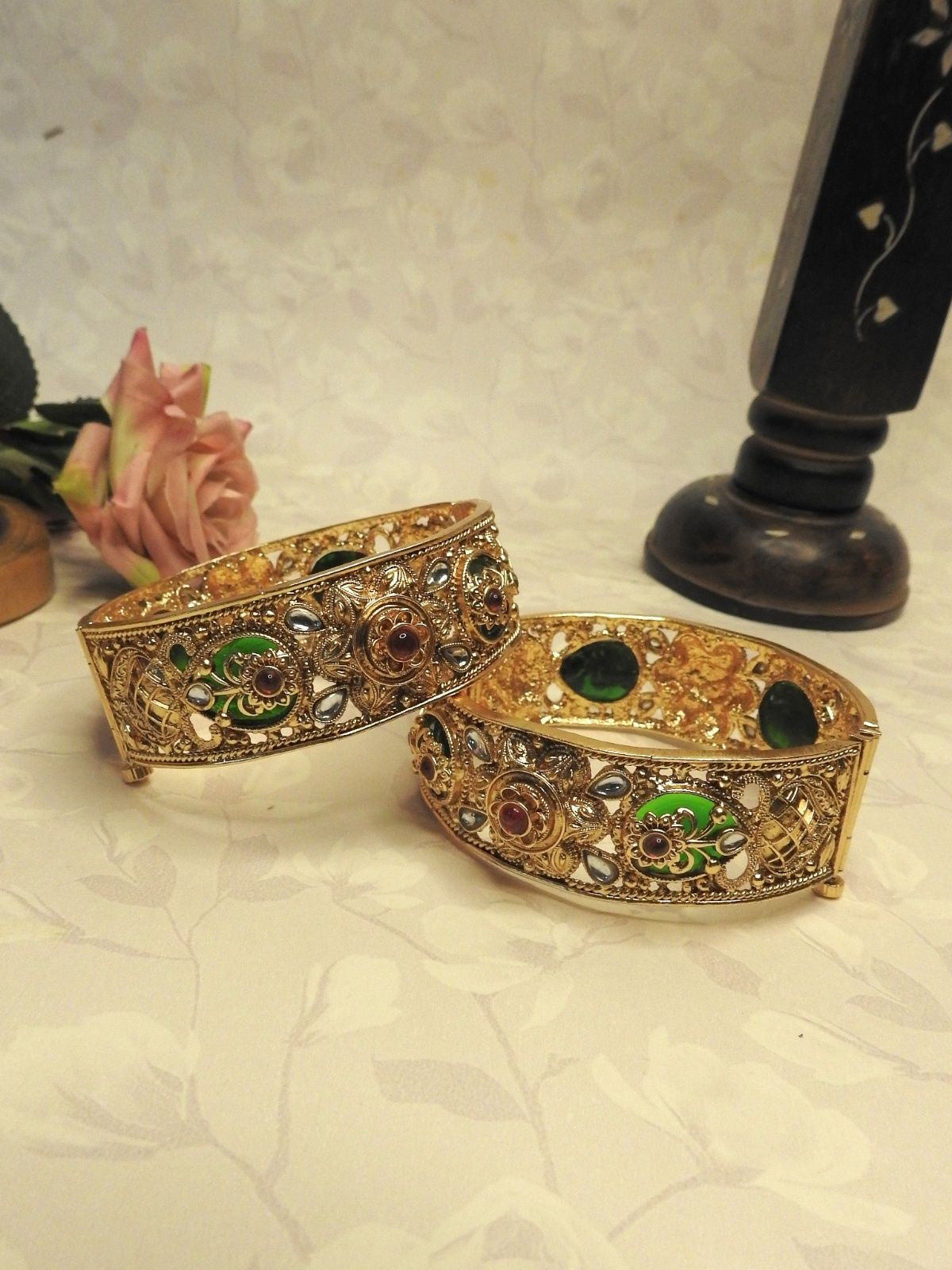 Regal Blossom Gold Bangle Set