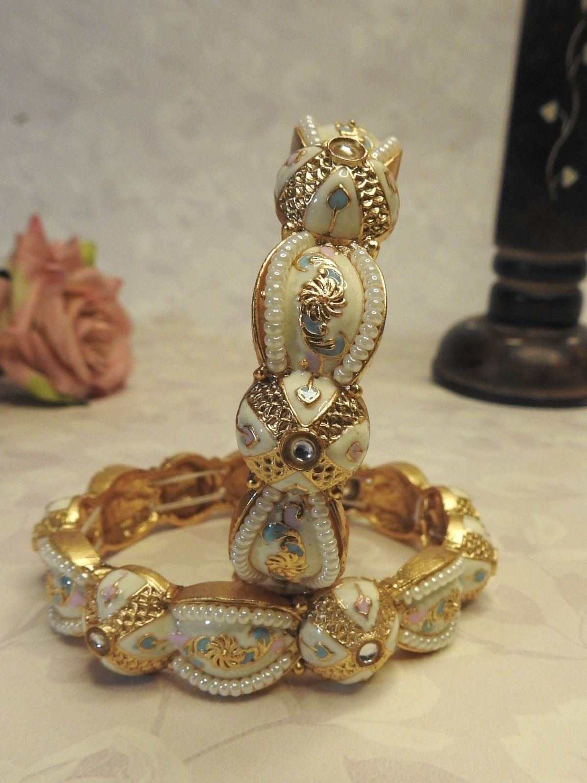 Ivory Majesty Gold Bangle Set