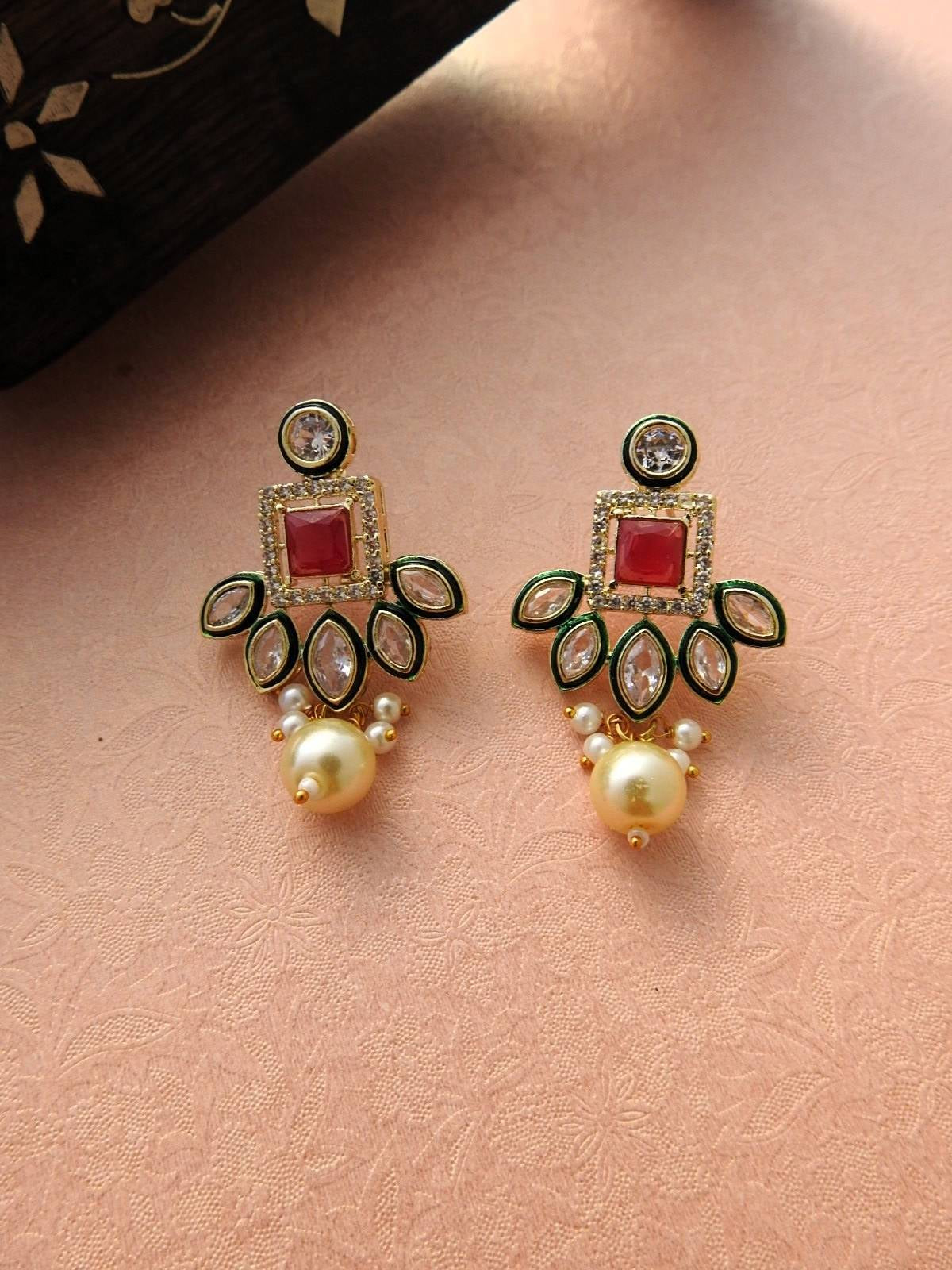 Crimson Aura Pearl Necklace Set