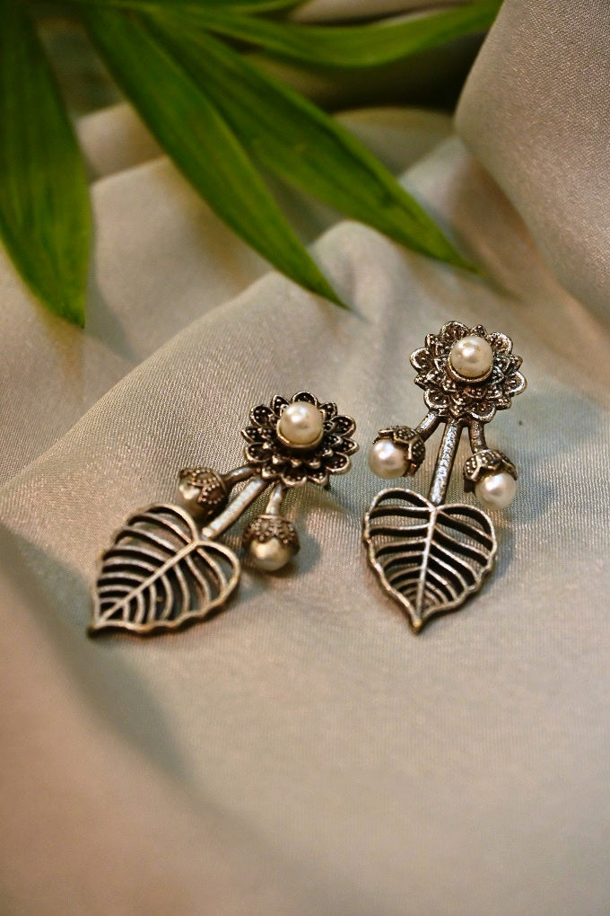 Pearl Bloom Leaf Earrings
