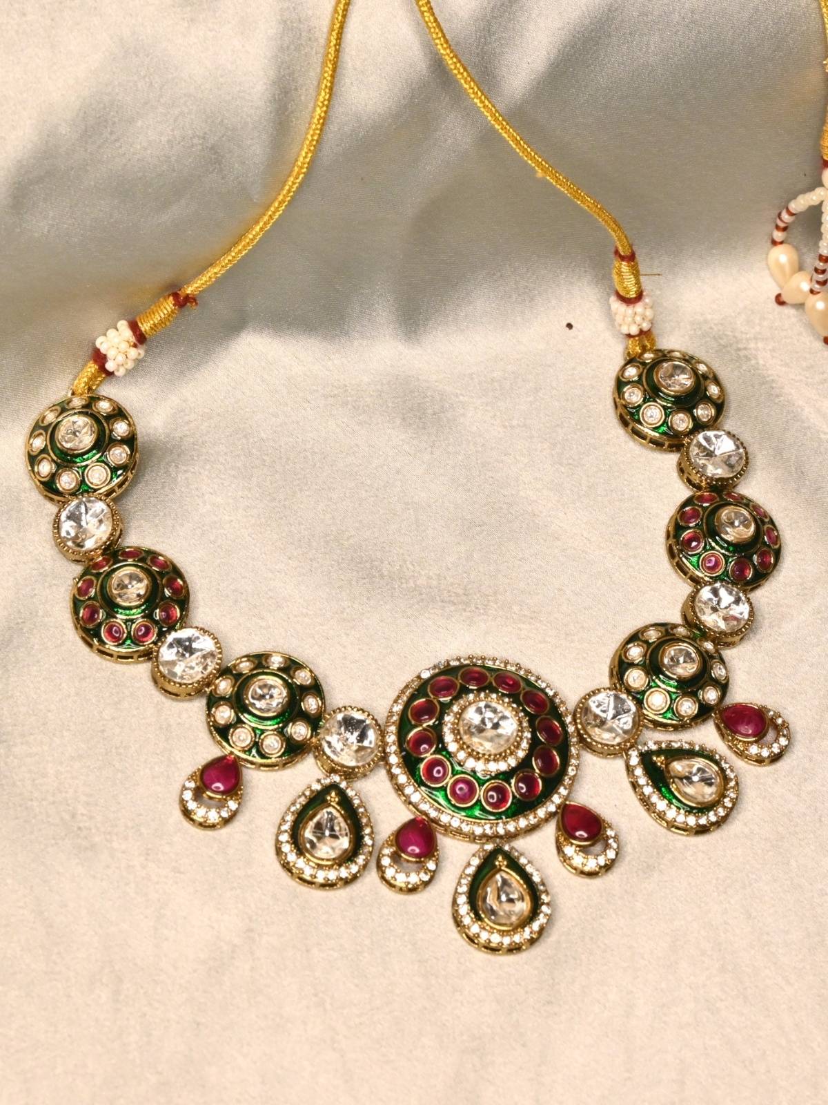 Emerald Ruby Drop Necklace Set