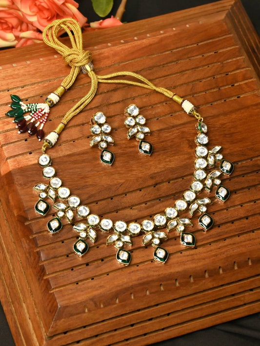 Dark Green Kundan Necklace Set