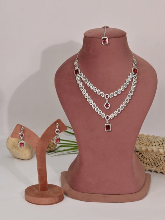 Crimson Luxe Layered Necklace Set