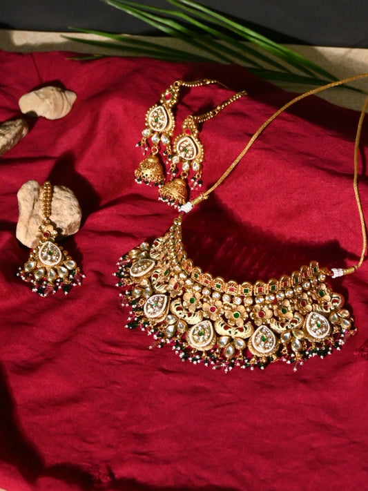 Rajwada Gold-Finish Shringar Choker Set