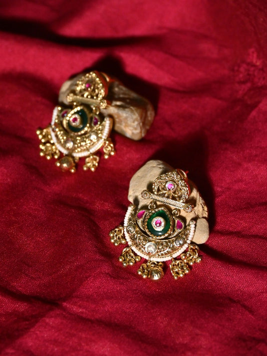 Viraasat Gold-Finish Drop Earrings