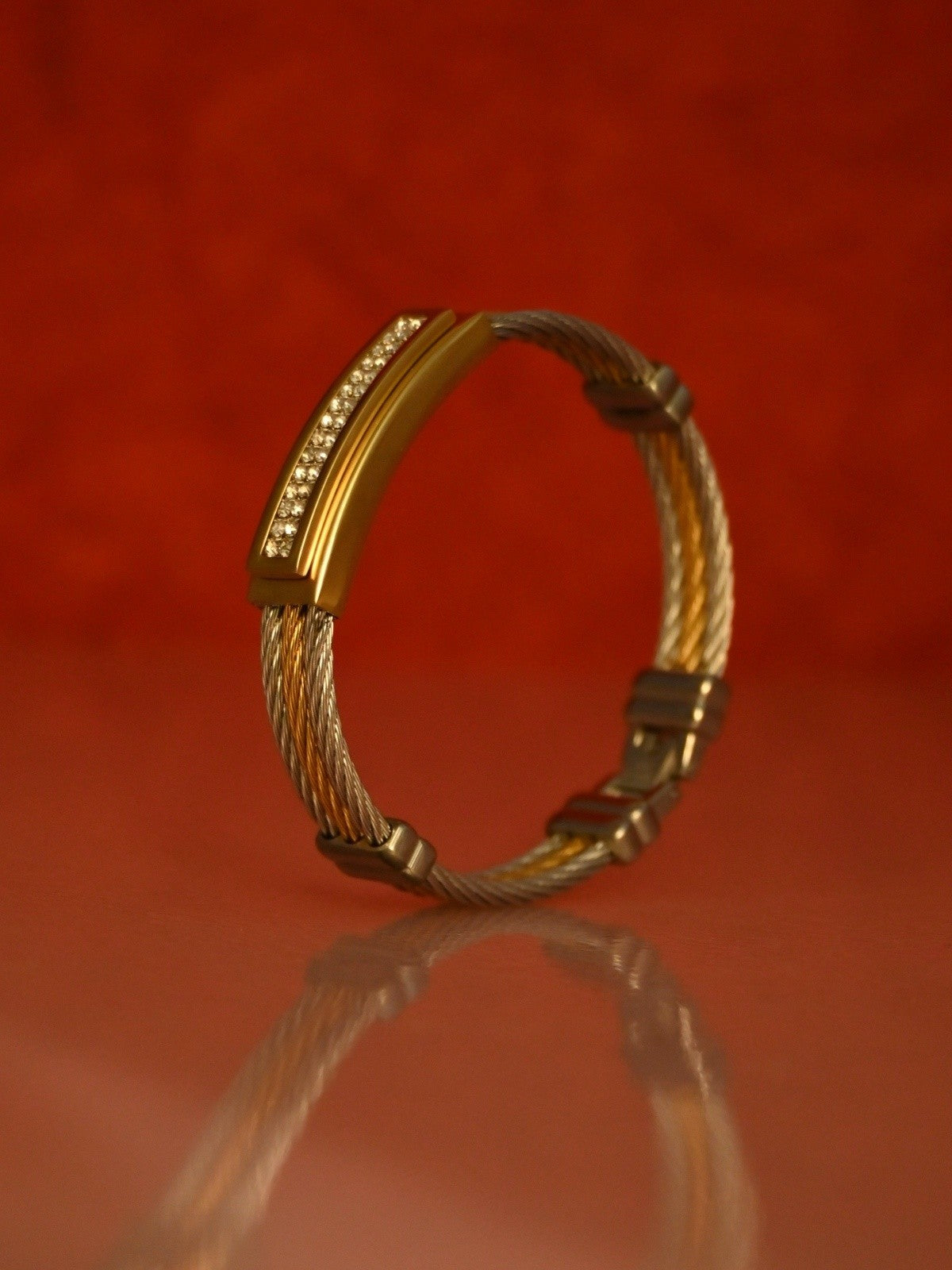 Crystal Twist Dual-Tone Bracelet