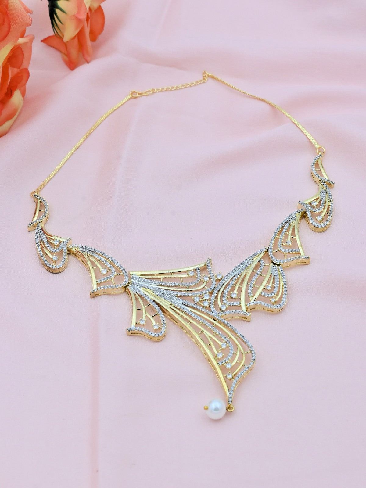 Petal Grace American Diamond Necklace Set