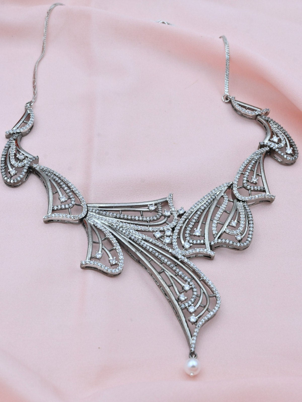 Petal Grace American Diamond Necklace Set