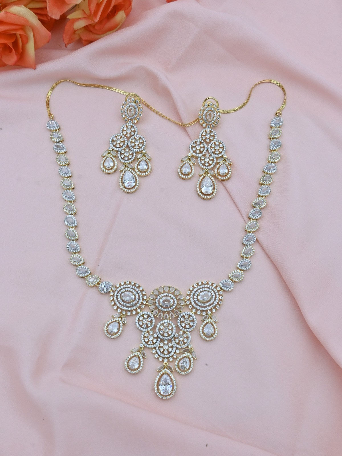 Royal Drop American Diamond Necklace Set