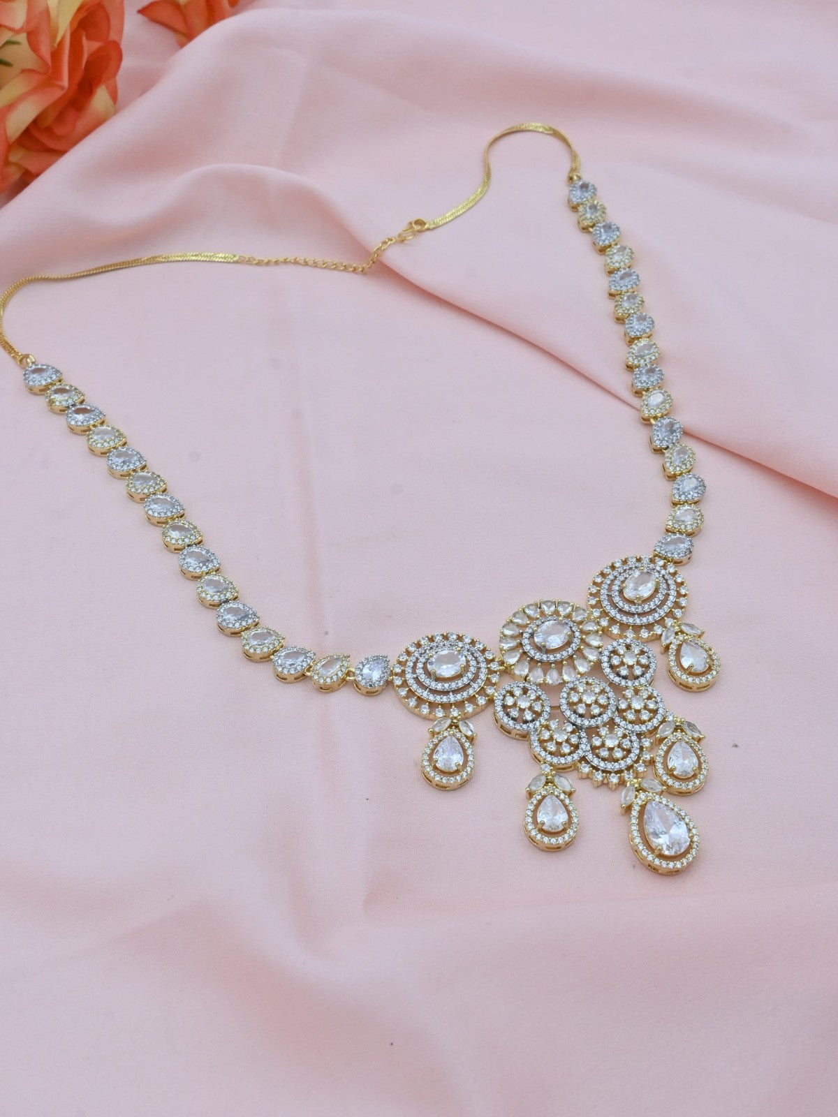 Royal Drop American Diamond Necklace Set